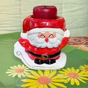 70s Santa Candle Holder